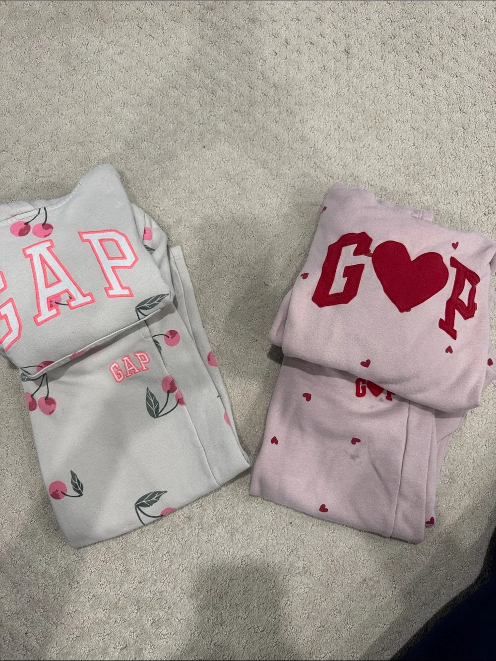 GAP Kids Sweatsuit Set - Two Pairs- Pink Heart and Cherry Sets